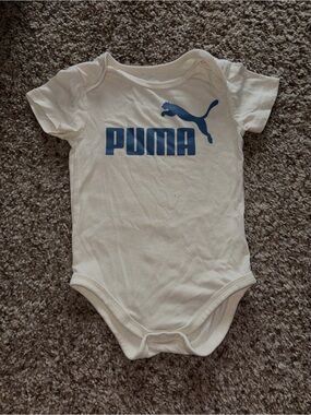 Puma White One-Piece Bodysuit with Blue Logo